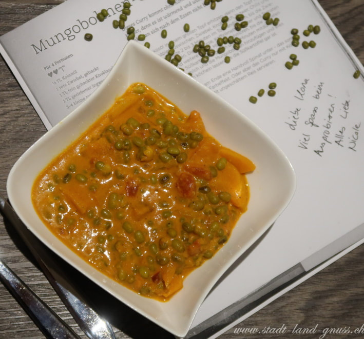 Rezept Mungobohnen-Curry. Rezept verschenken. Vegetarisches Curry mit Hülsenfrüchten